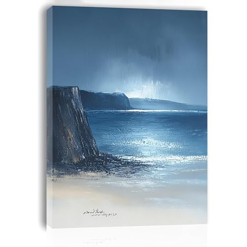 Toile marine paysage de bord de mer la nuit cadre haut de gamme pour décoration