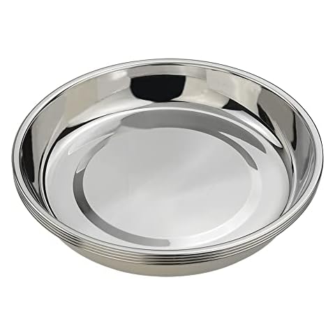 Eagrye 4-Pack Stainless Steel Dinner Plates Dish, Round Plate, 9.72-INCH Cover