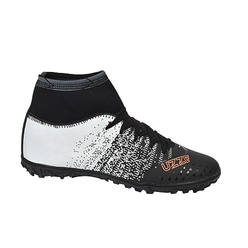 Chuteira Society Botinha Nova Cano Alto Grama Sintética Meião Relógio Uzze Sport (Azul, 35)