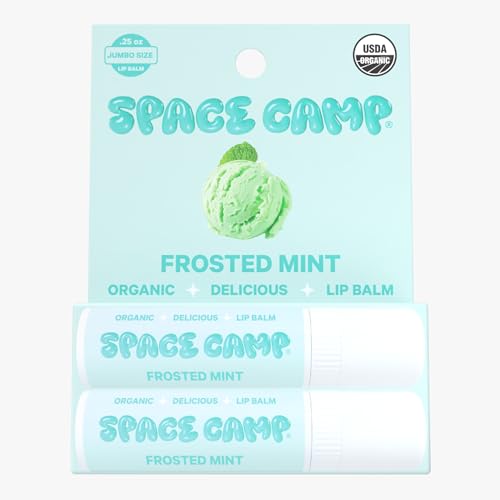 Space Camp Wellness Jumbo Lip Balm - Frosted Mint Organic Flavored Balm (2 Pack)