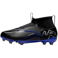 NIKE Unisex Kids Jr Mercurial Superfly 9 Academy Black/Chrome-Hyper Roya Gym Shoes, Black Blue Grey, 5 UK Child
