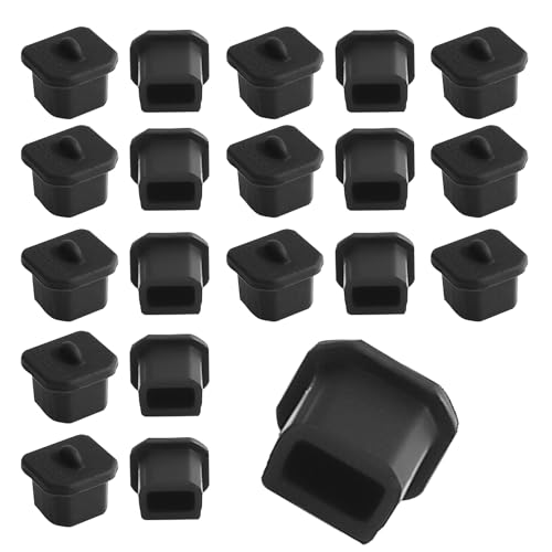 FOCMKEAS USB-B Plug Protective Cover 20 Pcs Anti-Dust Protector Caps, Plug Protector Caps for USB-B Female Ports and Computers Black Silica Gel