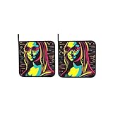 Woman in the Sunglasses - Soportes cuadrados aislados para ollas (juego de 2) guantes de horno resistentes al calor, antideslizantes, fáciles de limpiar, guantes de microondas para hornear y asar a la