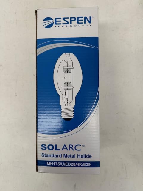 ESPEN Technology 20 Pieces 704-077 MH175/U/ED28/4K/E39 4000K Metal Halide Lamp ED28 Bulb E39 Mogul Base Ansi Code M57/E Universal Operating Position