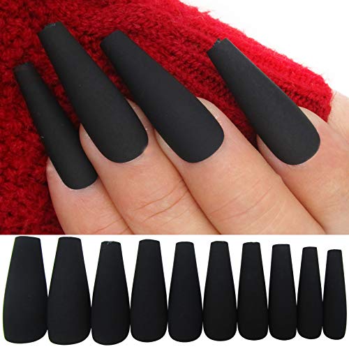 LoveOurHome 100pc Coffin Press on Nails Long Fake Nails Medium Ba...