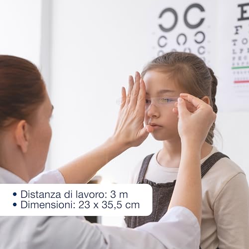 Gima - Snellen-Sehtafel, Farbbalkentafel mit rotem und grünem Balken, Größe 23 x 35,5 cm, Abstand 3 m