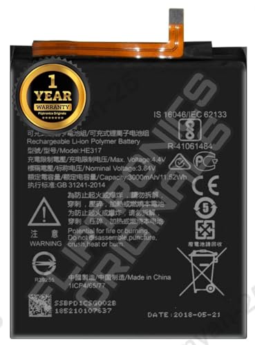 Image of HE317 Battery for Nokia 6 / N6 TA-1000 TA-1003 TA-1021 TA-1025 TA-1033 TA-1039 Battery with 1 Year Warranty****(X148)