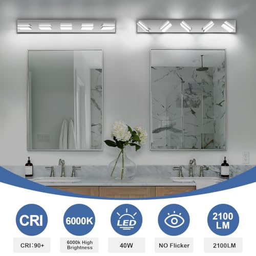 Image of Modern LED Stainless Steel Chrome Acrylic Bathroom Lights Fixtures 5-Light