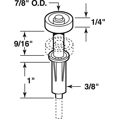 Rueda guía superior para puertas de clóset plegables Slide-Co modelo 161515, diámetro 7/8 pulgadas, plástico, paquete de 2 unidades miniatura 2