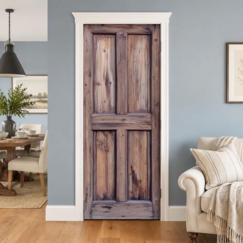 arricraft 2 Sheets Self-Adhesive Door Sticker, 31.5x78.7inch Dilapidated Wooden Doors Pattern Door Murals Stickers PVC Removable Wallpaper Decoration for Bedrooms ​Living Room by arricraft - Used condition - Image 6