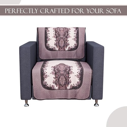 Image of Kuber Industries 2+1 Seater Sofa Set Cover | Net Design Sofa Slipcover Protector for Home Living Room, Hall & Office Couch | Cream & Black