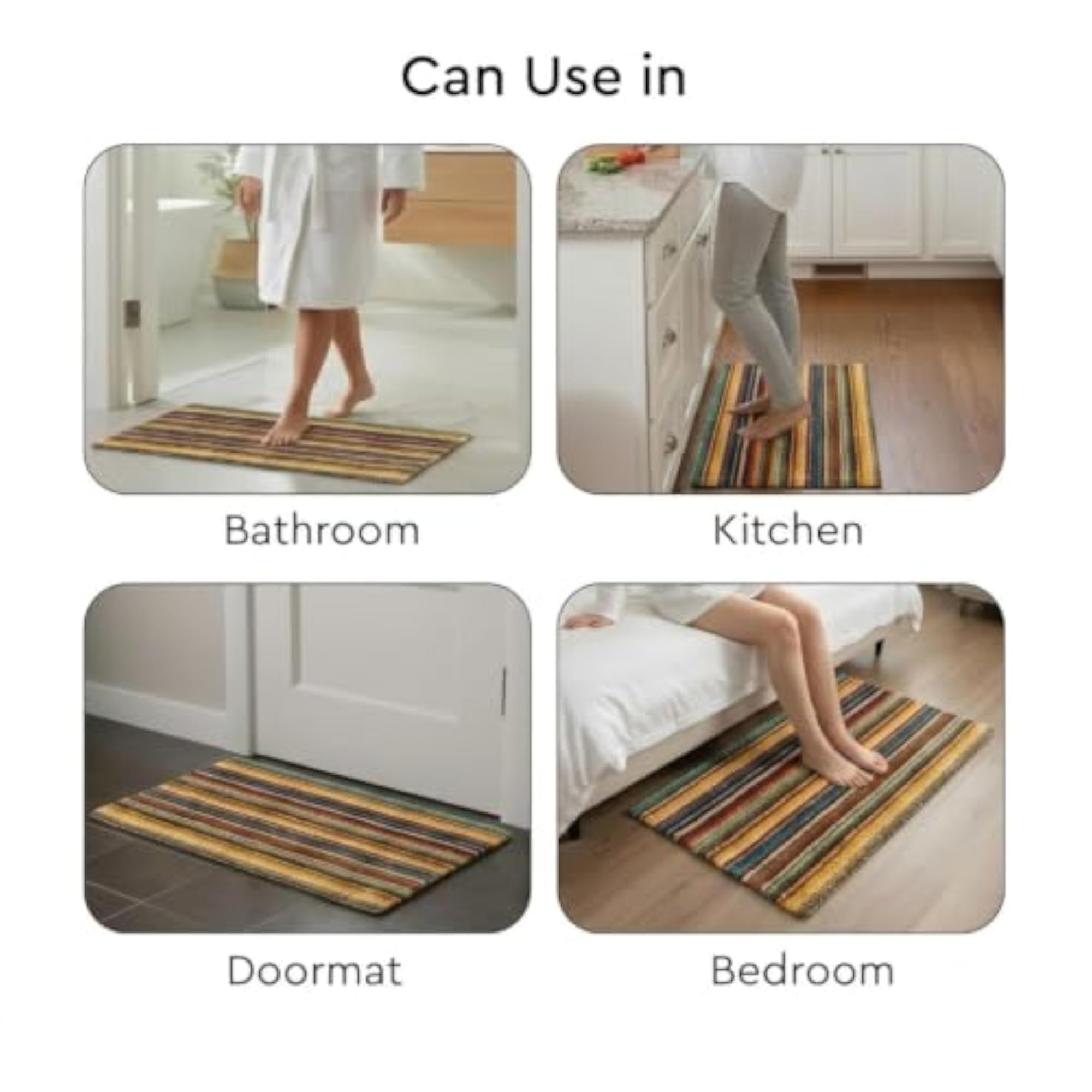Soft Absorbent Hand-Tufted Wool Bath Mat for Bathroom