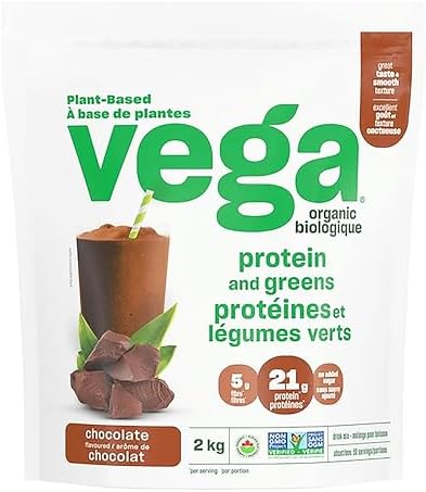 Vega Organic Protein & Greens 2 Kg Chocolate (50 Servings) Plant Based Protein, No Added Sugar, Non-GMO Grocery & Gourmet Food