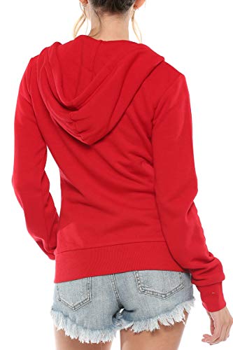 Urban Look Womens Active Long Sleeve Fleece Zip Up Hoodie With Plus Sizes (Medium, B1 Solid Red) #TOP3