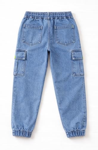 Image of Bold N Elegant Comfy Kid's Trendy Cool Print Washed 6 Pocket Denim Elasticated Jeans Joggers Pant for Baby Boys Girls