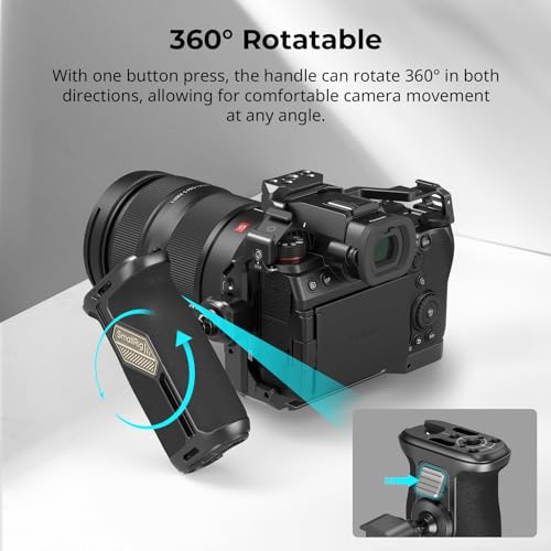 Image of SmallRig Push-Button Rotating NATO Side Handle for Left and Right Hand, 360 Rotatable Side Handle with Anti-Slip Silicone, Camera Grip with Built-in Threaded holes, Wrist Strap Hole, Cold Shoe - 4359