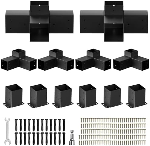 Pergola Kit, Heavy Duty Pergola Brackets for 4"x 4" (Actual 3.5" X 3.5") Lumber,DIY Rust-Proof Gazebo Hardware Kits with 3-Way & 4-Way Corner Bracket, Gazebo Brackets Kits for Patio Backyard Outdoor