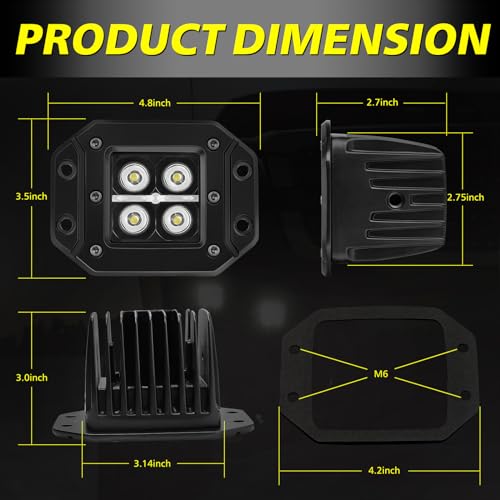 Image of Flush Mount LED Pods with White DRL Spot CREE LED Bumper Light Offroad Driving Fog Lights Flush Backup Reverse LED Lights for Trucks Pickup SUV UTV ATV Ram Chevy