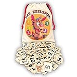 Mutou Das Eselspiel Eckig 2.0 – Volle Zahlen – 121 Teile aus Holz mit Stoffbeutel – Handgefertigtes Familienspiel - Lernspiel - Geschenk - Partyspiel - Gesselschaftsspiel - Reisespiel