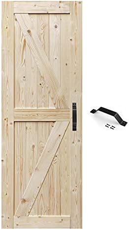 S&Z TOPHAND 30 in. x 84 in. Barn Door, 20/24/28/30/32/36/38/40/42/46in Unfinished British Brace Barn Door/Modern Style/Solid Wood/Sliding Door/A Simple Assembly is Required (30, Unfinished)