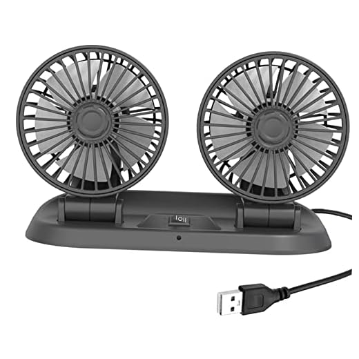 Ventilador de carro de cabeça giratória ajustável 2 velocidades ventilador de ar de resfriamento circulador de ar para Dashdoard veículo carro - USB 5V