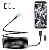 【360万画素＆2K最新型】 ファイバースコープ DEPSTECH 2560P 7mm極細スコープ 防水内視鏡カメラ USB Type-C lightning接続 マイクロスコープ Android iPhone 対応 専用アプリ付 高輝度LED搭載 家庭用 機械点検 年末掃除 5Mケーブル 24ケ月保証付 NTC55