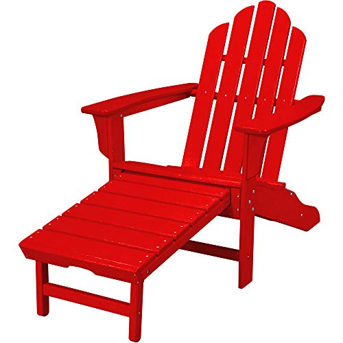Hanover All- Weather Contoured Hideaway Ottoman-Sunset Red Hvlna15Sr Outdoor Adirondack Hdpe Lumber Chair #TOP4
