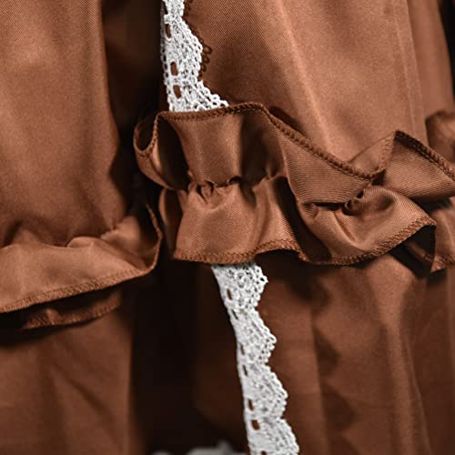 Girls Lolita Princess Dress Kawaii Long Sleeve Chiffon Skirt Cute Girl Dress Brown4