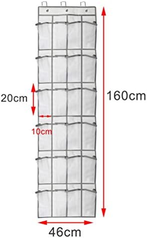 nuosen 24 Pockets Shoe Rack Over Door Storage, Mesh Pockets Hanging Holder Shoe Organiser Storage Rack Stand Tidy Organiser with Hooks