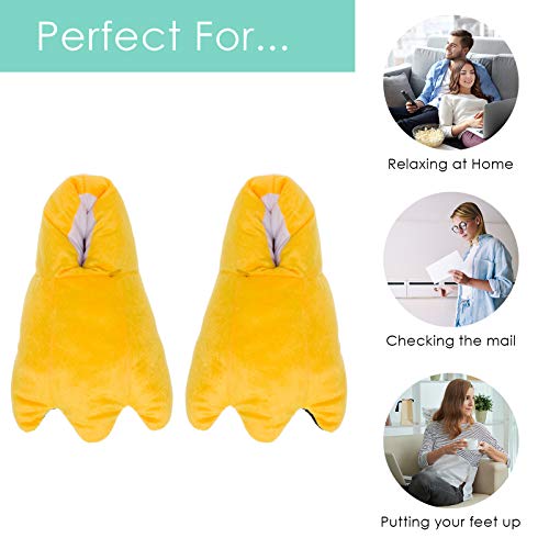 Silver Lilly LED Light Up Duck Feet Slippers - Novelty Animal Costume House Shoes w/Comfort Foam (L) Yellow