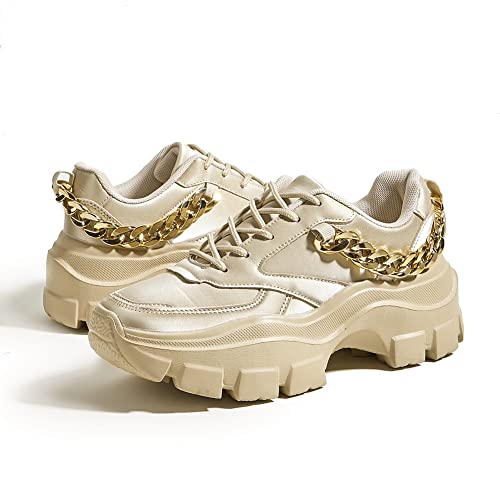 Image of LUCKY STEP Women Chunky Platform Dad Colorblock Casual Lace-Up Walking Sneakers