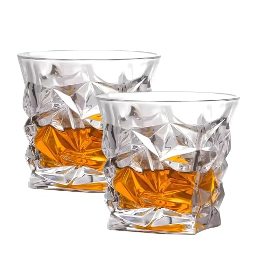 Image of UMAI Whiskey Glasses Set of 2 (270ml Each) | Diwlai Gift | Lead Free Neat Whiskey Glass | Heavy Bottom Drinking Glass | Crystal Glass Diwali Gift | Glass for Drinks | Cocktail Glasses