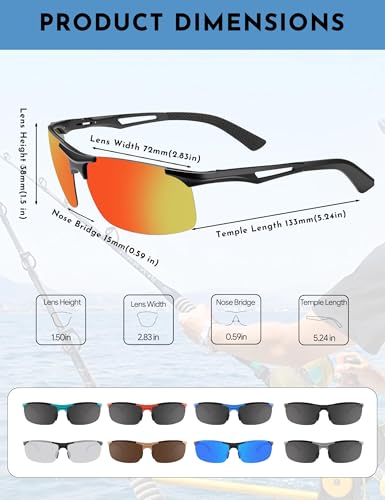 Image of BIRCEN Polarized Anti-Glare Sunglasses for Men: Lightweight Metal Wrap around Sun Glasses UV Protection for Driving Fishing