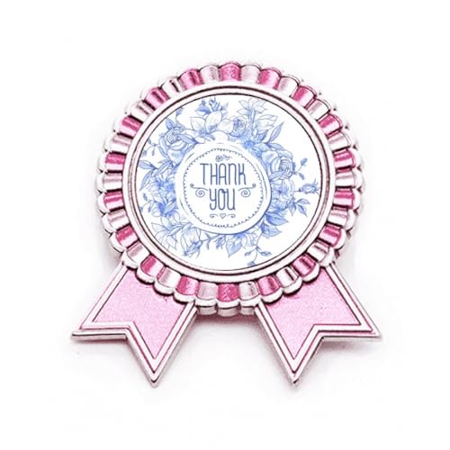 Broche rose motif fleurs bleues en métal : le cadeau poétique taille M