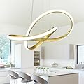 BNHHLZ Modern LED Pendant Light with Irregular Ring Lights 6000K Gold LED Adjustable Chandelier Contemporary Ceiling Light Fixture for Kitchen Dining Room Bedroom Kitchen Island