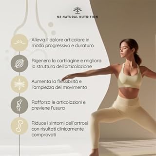 GLUCOSAMINA 1500mg + CONDROITINA 1200mg + COLLAGENE IDROLIZZATO 10.000mg + Acido Ialuronico + Vitamina C. Protezione della Cartilagine e la Cura delle Articolazioni, Pelle e Ossa. N2 Natural Nutrition