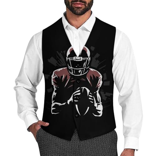 American Football Player Men's Suit Vest Slim Fit V-Ncek Waistcoat Business Casual Vest