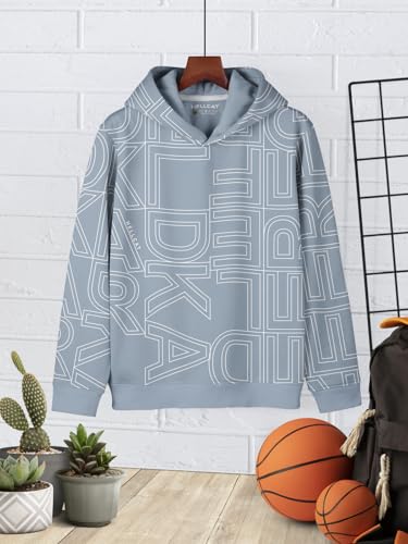 Image of HELLCAT Printed Cotton Blend Hoodie T-shirt and Jogger Trackpant Clothing Set for Boys.