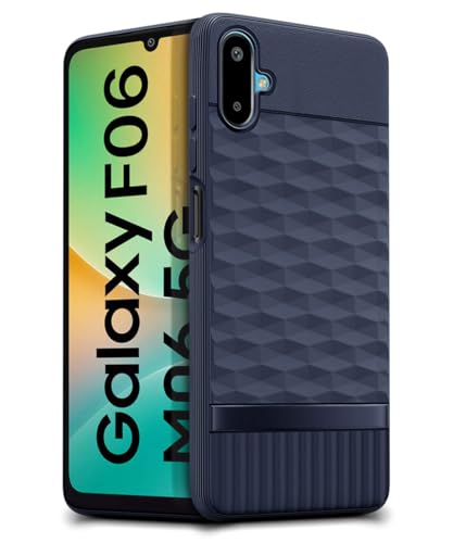 Image of WOW IMAGINE Back Cover for Samsung Galaxy M06 5G | Galaxy F06 5G with Hexa Cube Design | Ultra Slim Soft Rubberised Case | Inner Velvet Fabric | Matte Silicone Mobile Case | Camera Protection - Blue