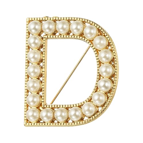 Image of PATIKIL Letter Brooch Pins, Pearl Initial Alphabet Letter Lapel Badges Pin for Women Men Girl Wife Suits