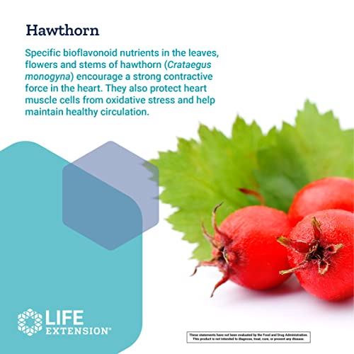 Life Extension Cardio Peak - Hawthorn Extract (Leaf, Flower, Stem) Supplement With Arjuna Extract For Heart Health Support - Twice Daily - Gluten Free, Non-Gmo, Vegetarian - 120 Capsules #TOP4