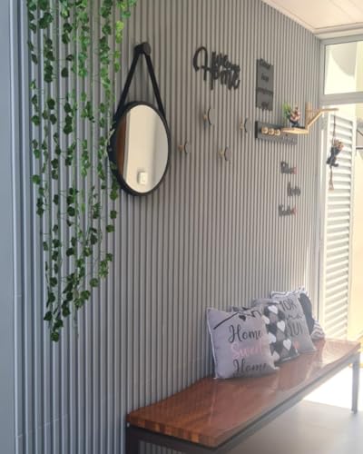 Kit 5 Placas Pvc Painel Ripado Revestimento Parede Resistente Decoração Relevo PVC 3D