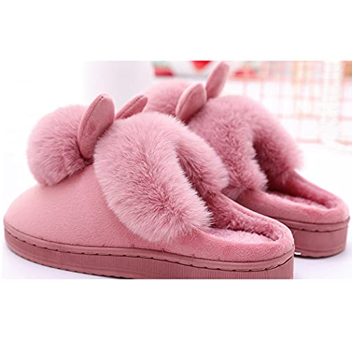 Women Cute Rabbit Ear Slippers House Non-Slip Soft Fluffy Bunny Slipper Indoor Winter Warm Plush Animal Shoes3