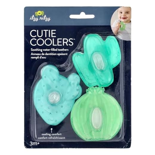 Itzy Ritzy Water-Filled Teethers; Set of 3 Coordinating Cactus Water Teethers; Cutie Coolers are Textured On Both Sides to Massage Sore Gums; Can Be Chilled in Refrigerator; Set of 3 Green Cacti
