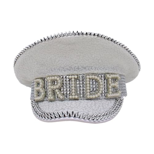 Chapeau de capitaine cadeau idéal EVJF future mariée avec perles et paillettes chic