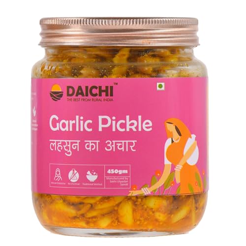 Image of Daichi - Garlic Pickle | Crafted with love by women artisans | Sun cured | Cold-pressed mustard oil | In-house spices | No Preservatives 500gm (Pack of 2)
