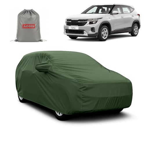 Image of AOSIS 'Waterproof' Car Cover Compatible with Kia Seltos /GT Line /X Line 300 GSM Uly Coated Thick Fabric 4X4, Adjustable Belt Buckle, Elastic Grip