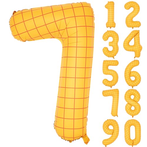 Image of 40 inch Matte Yellow Balloons Toy Inspired Story Theme party Supplies Digital 7 | Number Birthday Decoration, Cowboy Decorations Western, Cowgirl Party Balloon