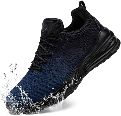 LARNMERN Air Cushion Steel Toe Shoes for Men Slip Resistant Puncture Proof Work Sneakers Anti-Static Safety Footwear Breathable Lightweight