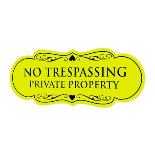 Signs ByLITA Designer No Trespassing Private Property Wall or Door Sign | Security Sign for Property (Yellow Black) - X-Large (1 Pack)